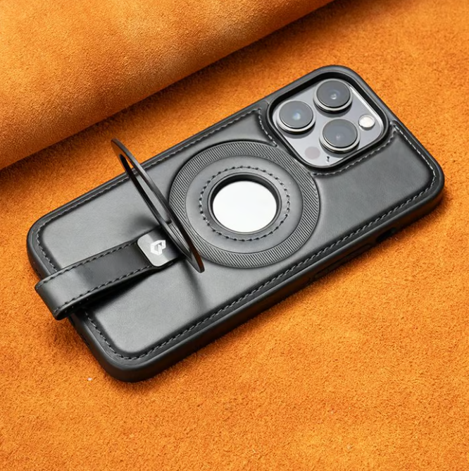 Αναβαθμισμένη έκδοση με κορδόνι - Δερμάτινη μαγνητική βάση στήριξης πλήρους κάλυψης θήκη iPhone